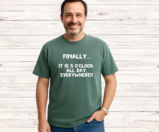 Retirement Shirt Funny, Unisex Comfort Colors T-Shirt, 5 O’Clock All Day Tee, Retired Gift for Dad, Custom DTF Print, Vintage Tee