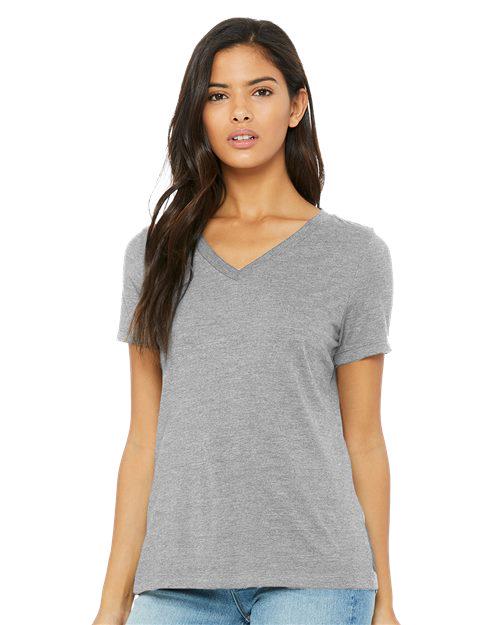 Customizable Womens Heather V-Neck Tee - Stitched Expressions